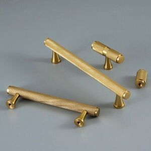 Solid Brass Knurled 7” Brass Pulls Knurled Cabinet Handles Set of 2